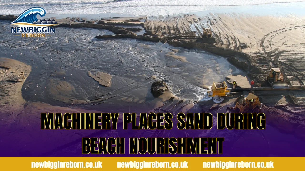 Machinery places sand during beach nourishment